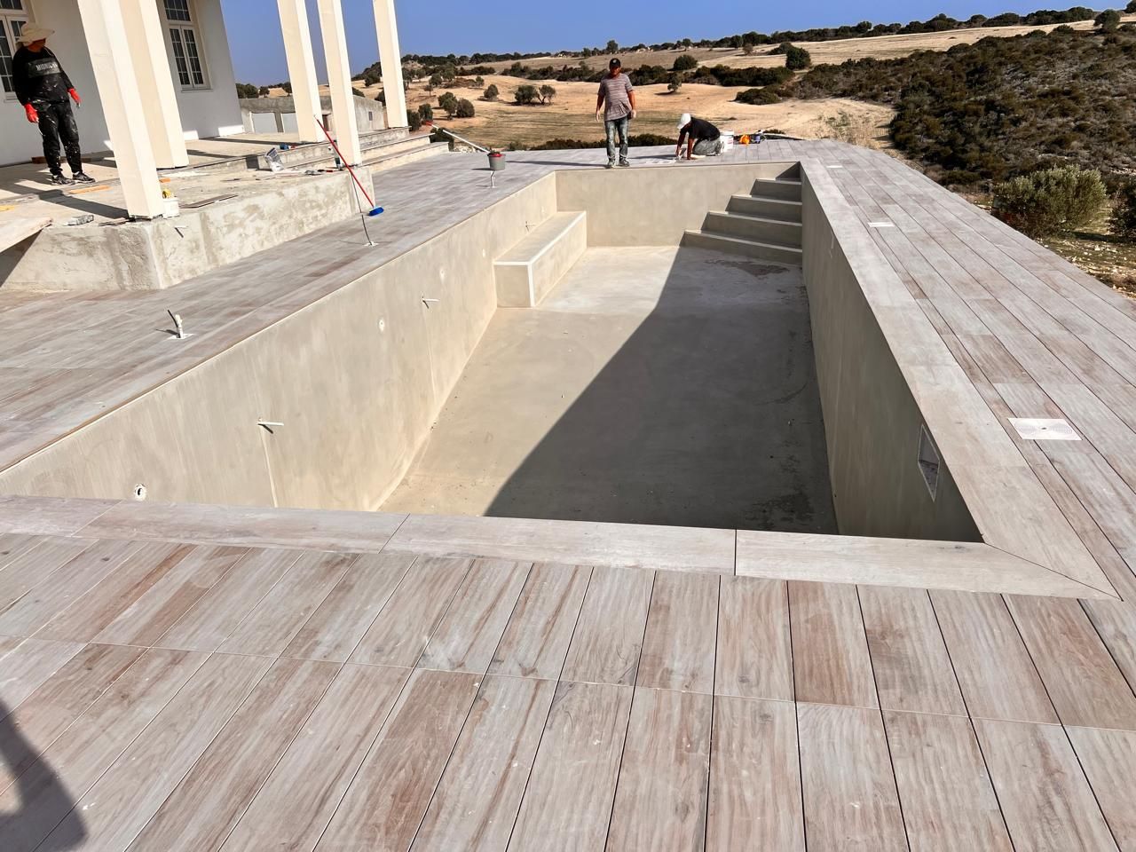 Swimming pool and terrace during construction