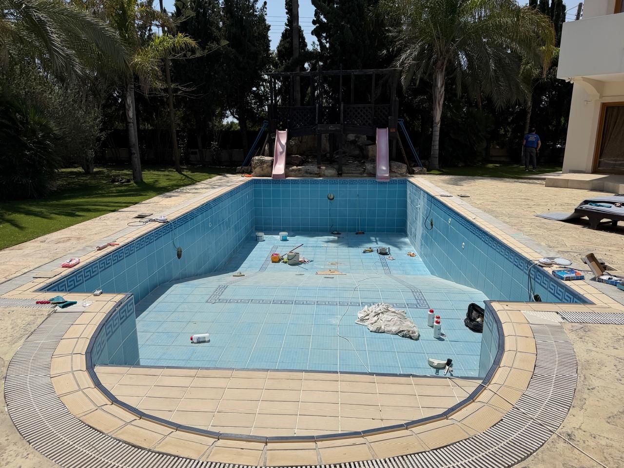Swimming pool during repair and restoration work