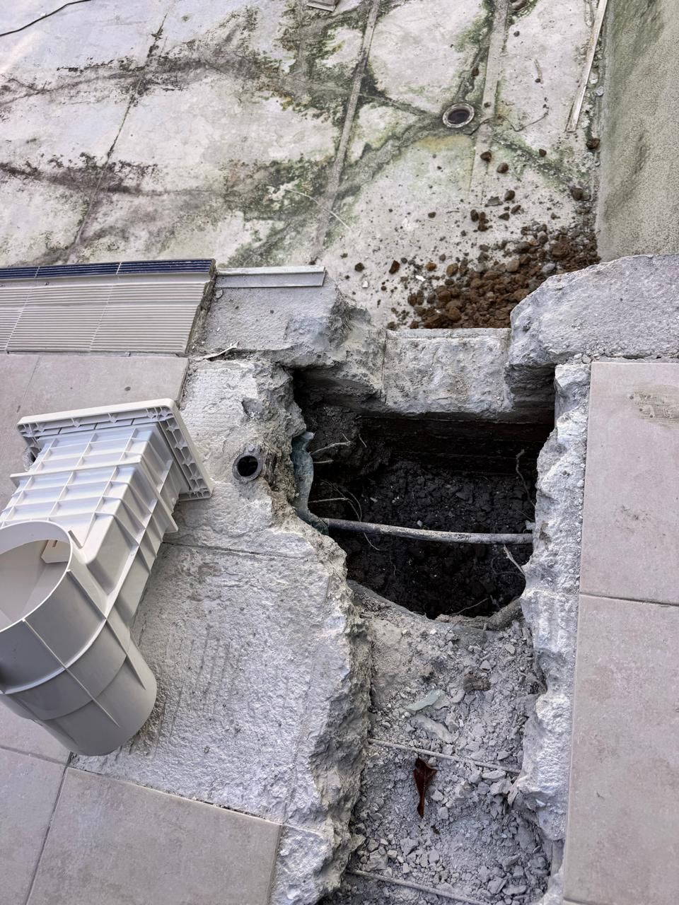 Pool pipework exposed during renovation