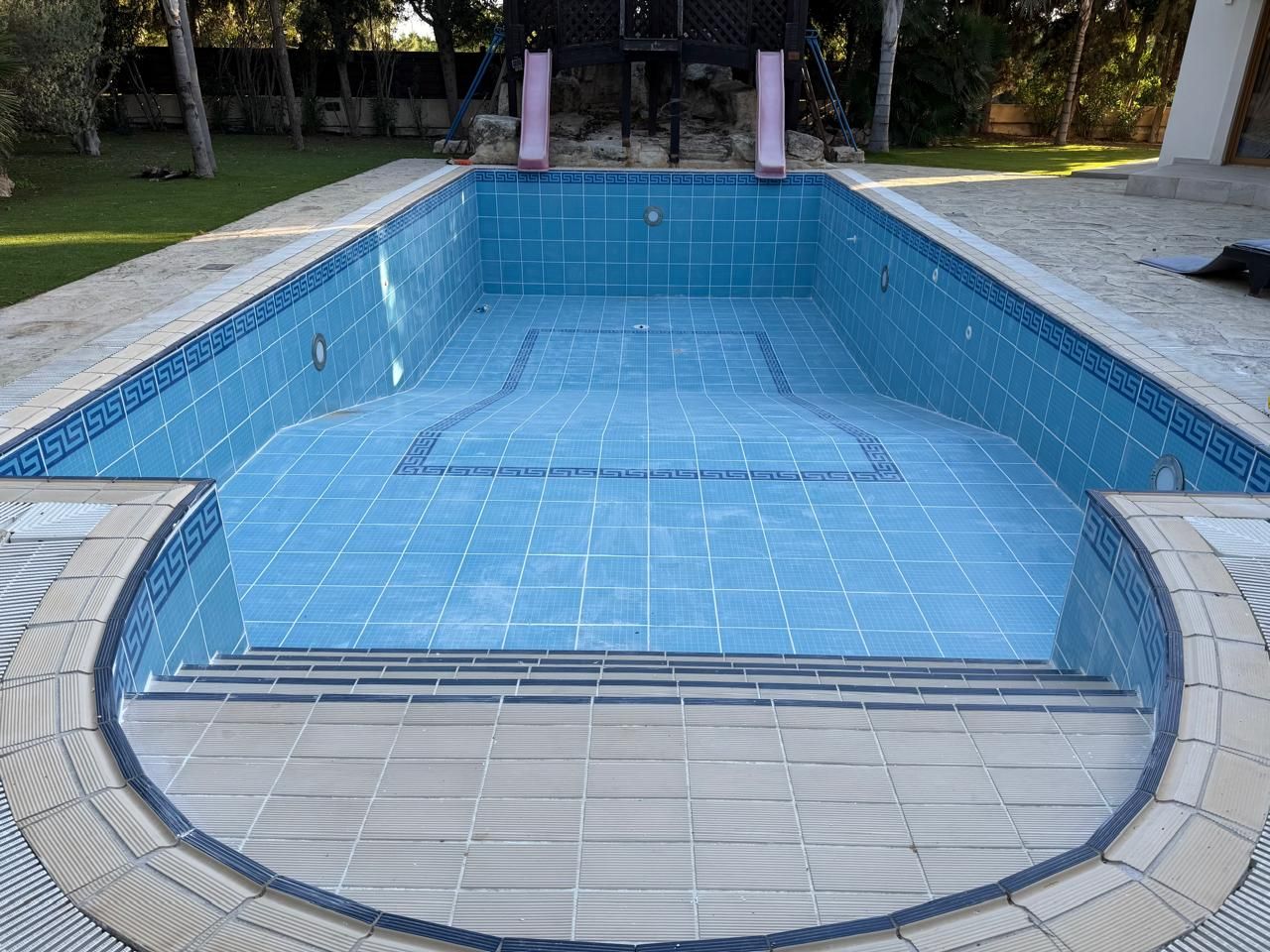 Refurbished swimming pool before refilling