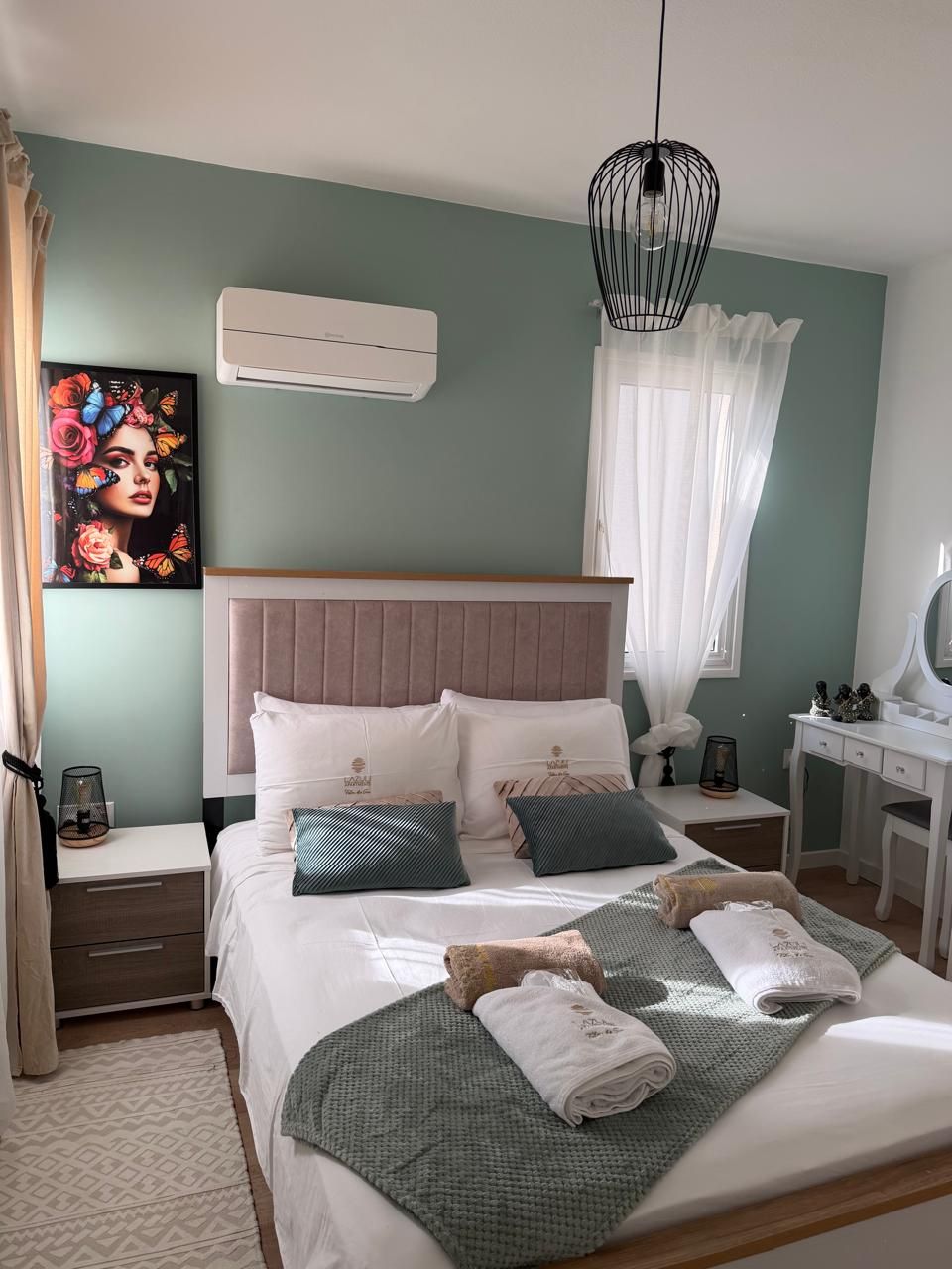 Renovated bedroom with contemporary interior finishes